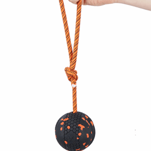 Non-stop Dog ball on rope unisex Orange/black 70X70 mm