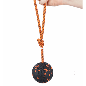 Non-stop Dog ball on rope unisex Orange/black 70X70 mm